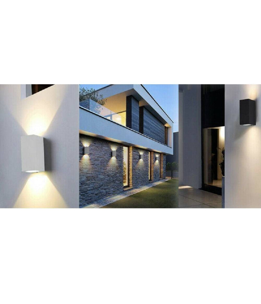 Applique Parete Doppia Emissione Attacco Gu10 Lampada Moderna Es55 Up & Down Ip65         