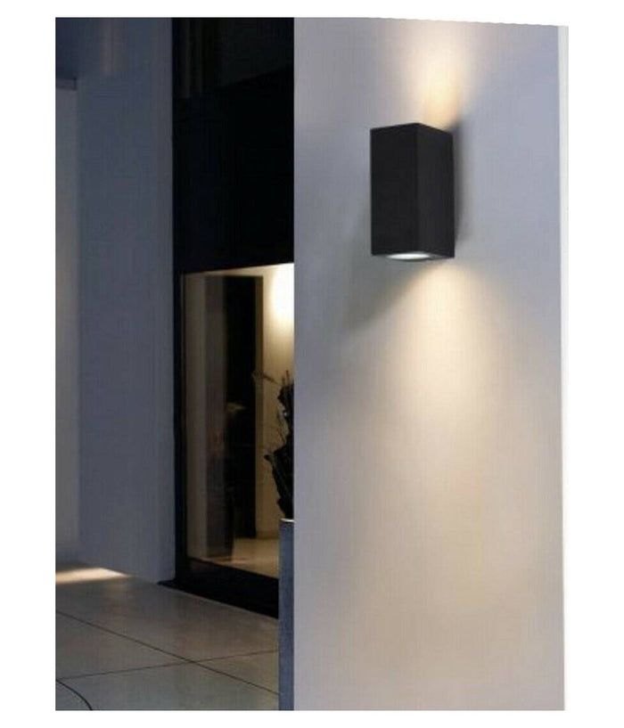 Applique Parete Doppia Emissione Attacco Gu10 Lampada Moderna Es55 Up & Down Ip65  Nero       