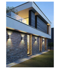 Applique Parete Doppia Emissione Attacco Gu10 Lampada Moderna Es55 Up & Down Ip65  Grigio       