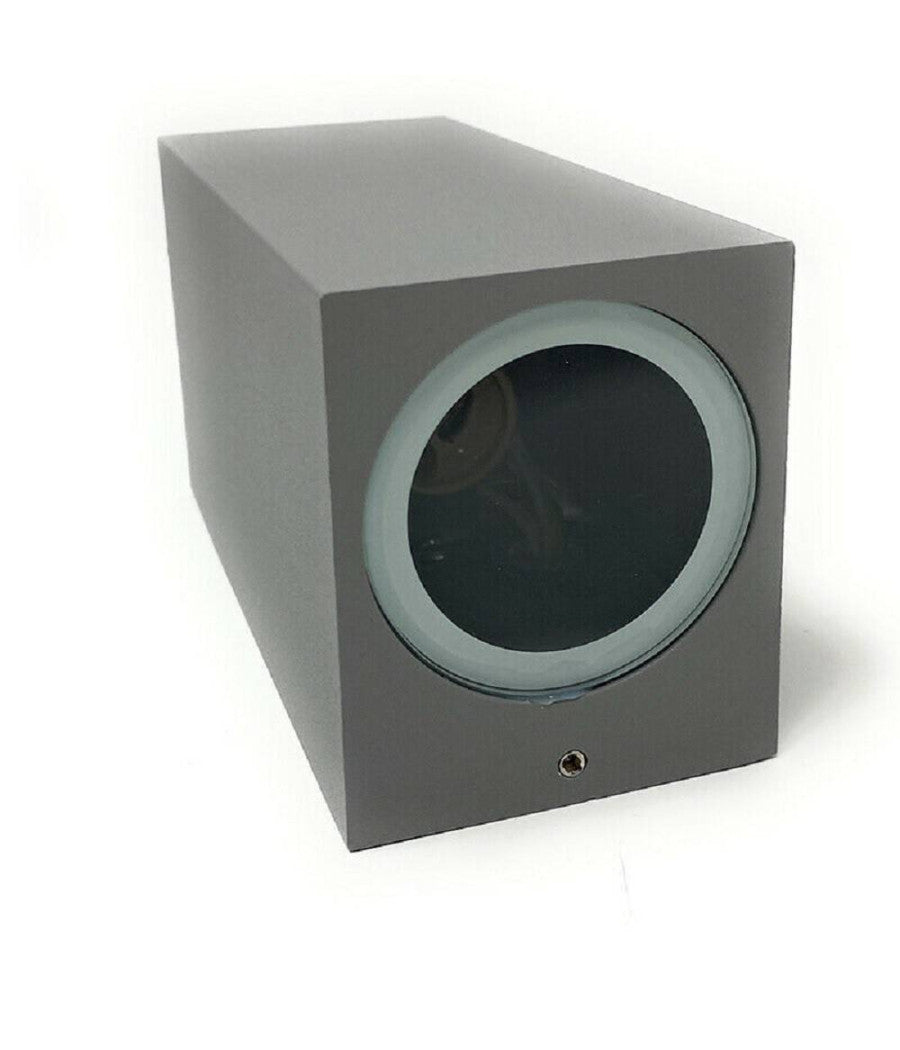 Applique Parete Doppia Emissione Attacco Gu10 Lampada Moderna Es55 Up & Down Ip65  Grigio       