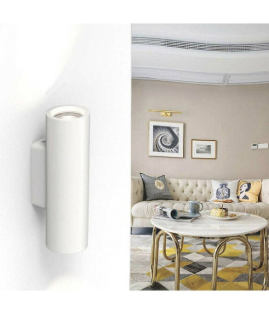 Applique Parete Doppia Emissione Up Down Gesso Verniciabile Cilindro Gu10 Gs-e50         