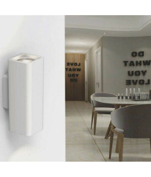 Applique Parete Doppia Emissione Up Down In Gesso Verniciabile Cubo Gu10 Gs-e51         
