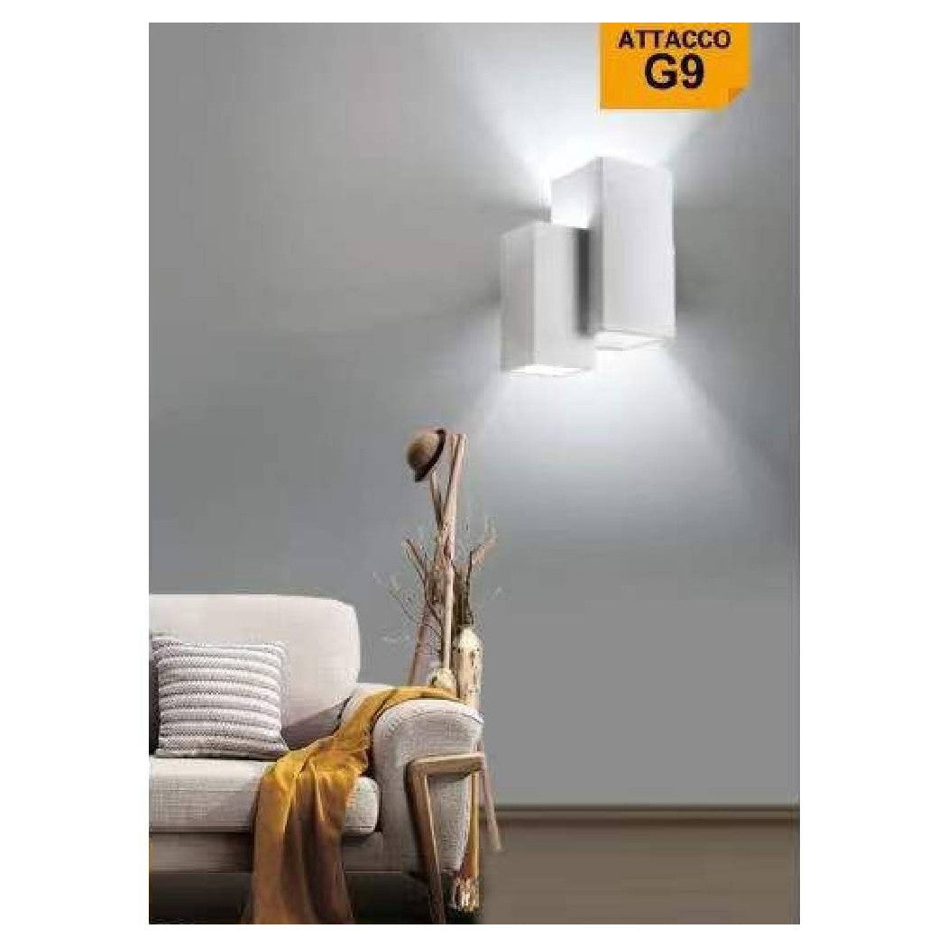 Trade Shop - Applique Parete In Gesso 2 Rettangoli Incastonati Bianco Ip20 Gs-e39 Verniciabile -