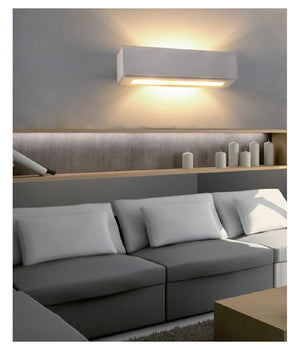 Applique Parete In Gesso Rettangolare Doppia Emissione E14 Verniciabile Ip20 E06         