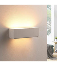 Applique Parete In Gesso Rettangolare Doppia Emissione E14 Verniciabile Ip20 E06         