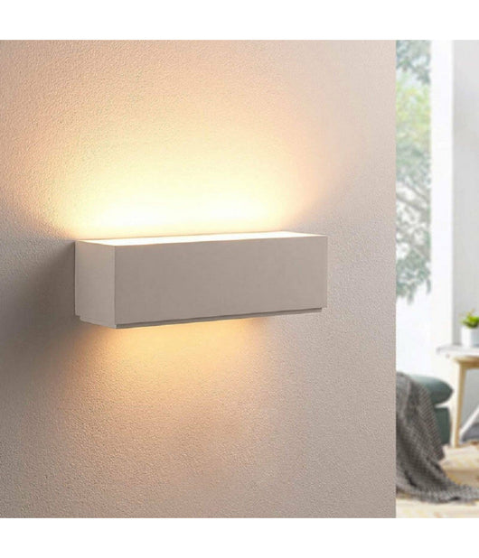 Applique Parete In Gesso Rettangolare Doppia Emissione E14 Verniciabile Ip20 E06         