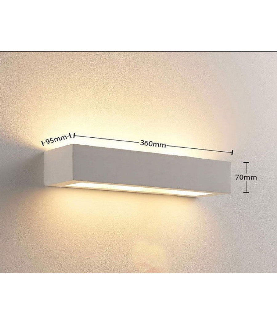Applique Parete In Gesso Rettangolare Doppia Emissione E14 Verniciabile Ip20 E06         
