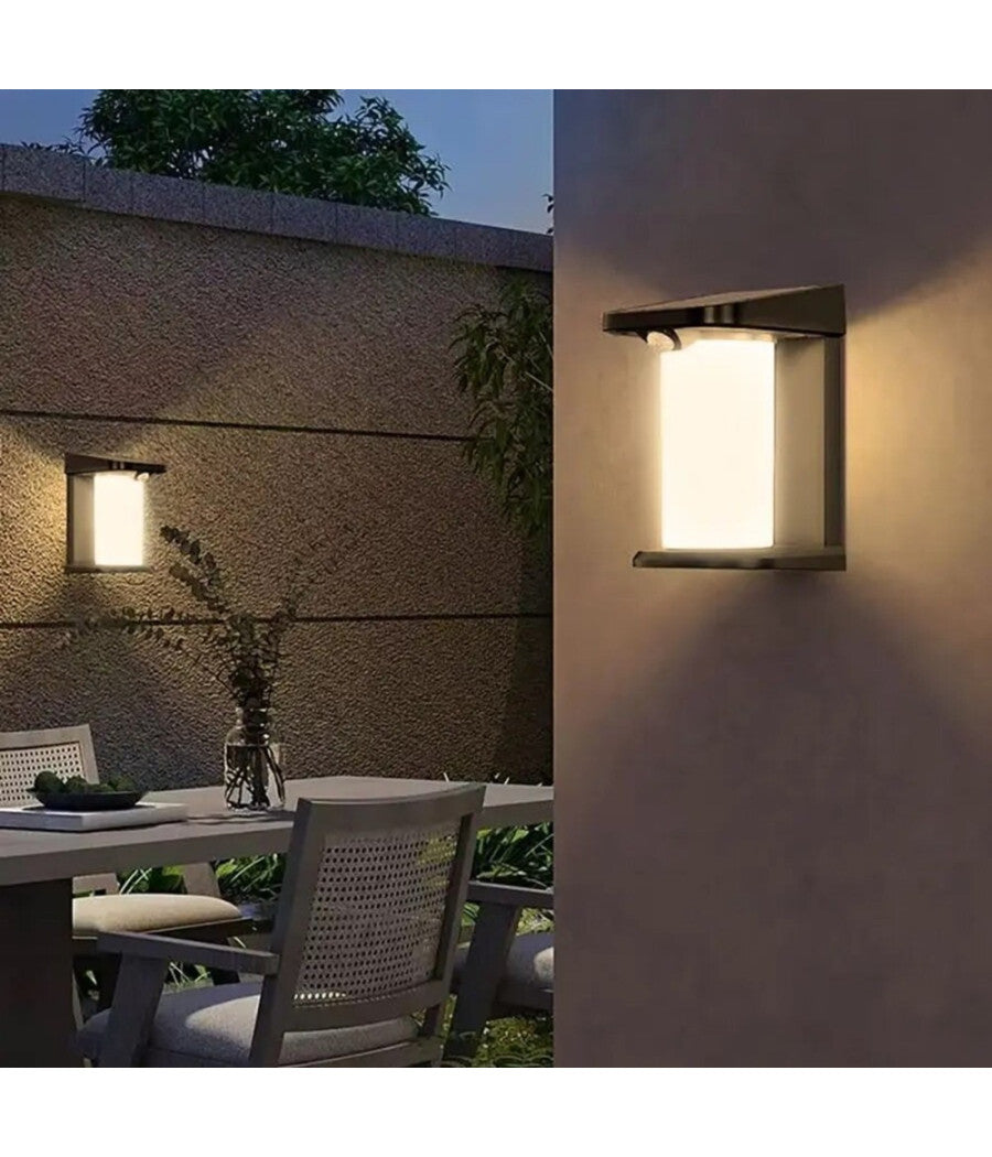 Applique Parete Led Luce 3000k 6500k Pannello Solare Sensore Movimento Yh0619-pir  -bianco Caldo      -