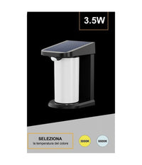 Applique Parete Led Luce 3000k 6500k Pannello Solare Sensore Movimento Yh0619-pir  -bianco Freddo      -