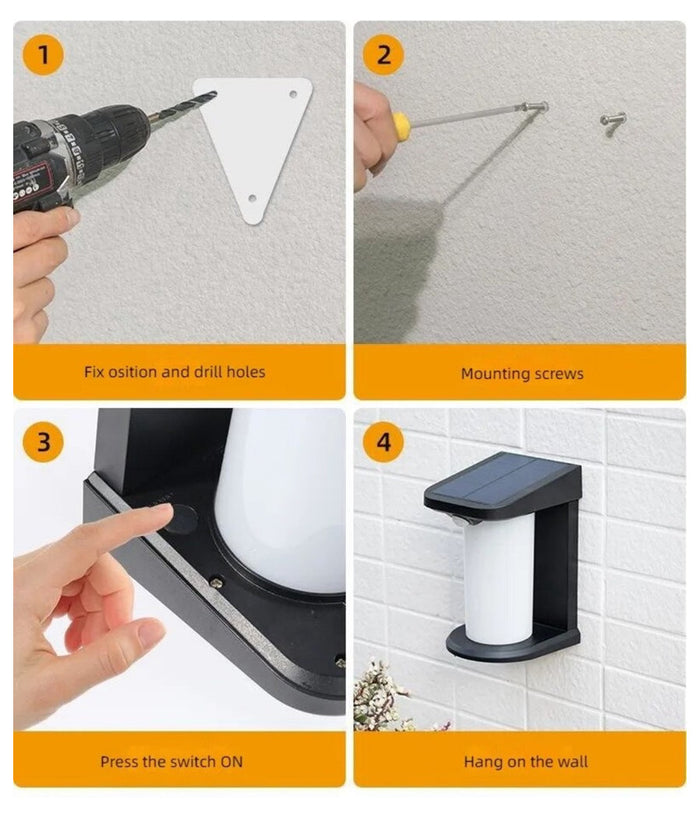 Applique Parete Led Luce 3000k 6500k Pannello Solare Sensore Movimento Yh0619-pir         