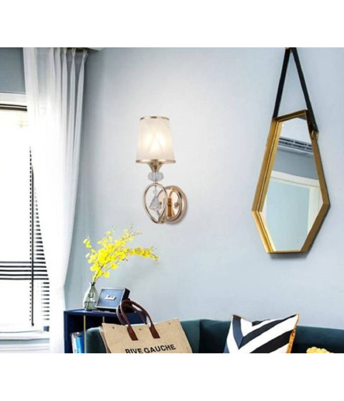 Applique Parete Lumetto Muro Attacco E27 Oro Argento Abat Jour Lume In Vetro E18  Oro       