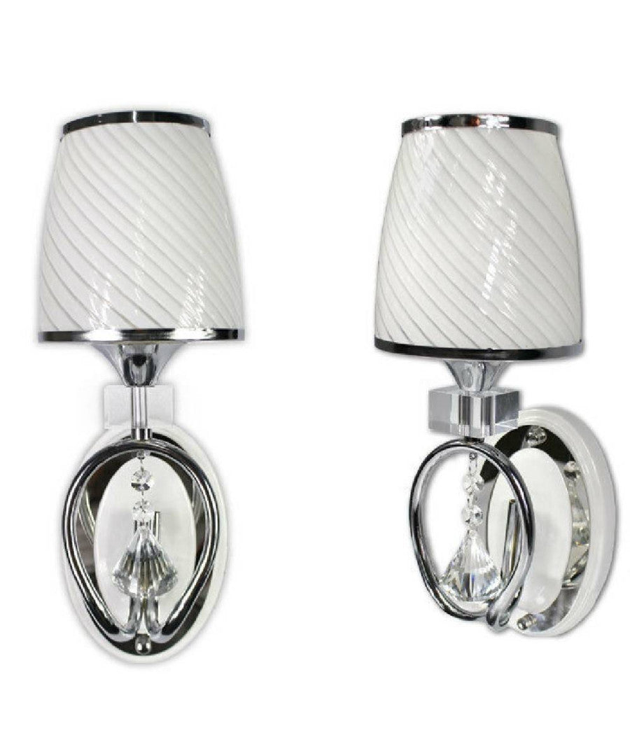 Applique Parete Lumetto Muro Attacco E27 Oro Argento Abat Jour Lume In Vetro E18         