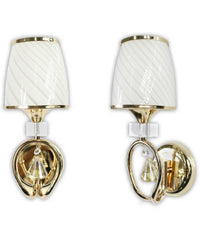 Applique Parete Lumetto Muro Attacco E27 Oro Argento Abat Jour Lume In Vetro E18  Oro       