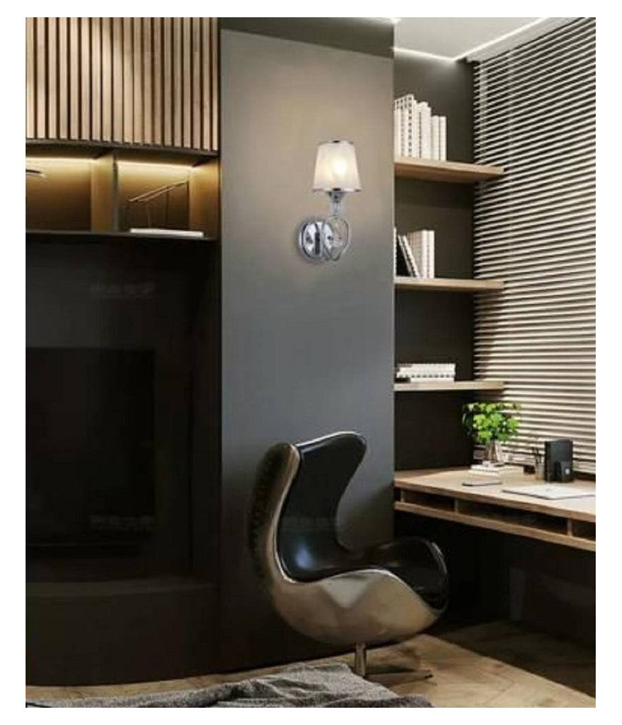 Applique Parete Lumetto Muro Attacco E27 Oro Argento Abat Jour Lume In Vetro E18         