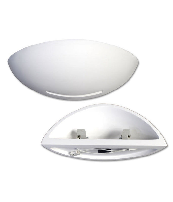 Applique Parete Mezza Luna Gesso Doppia Emissione Verniciabile Attacco R7s         