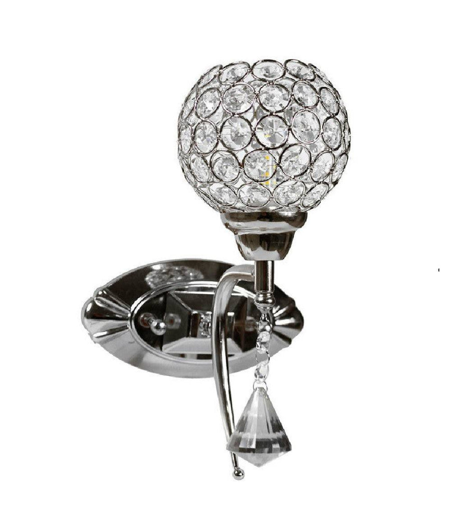 Applique Parete Moderno Paralume Con Cristalli Acrilico Pendente Attacco G9 E19  Argento       