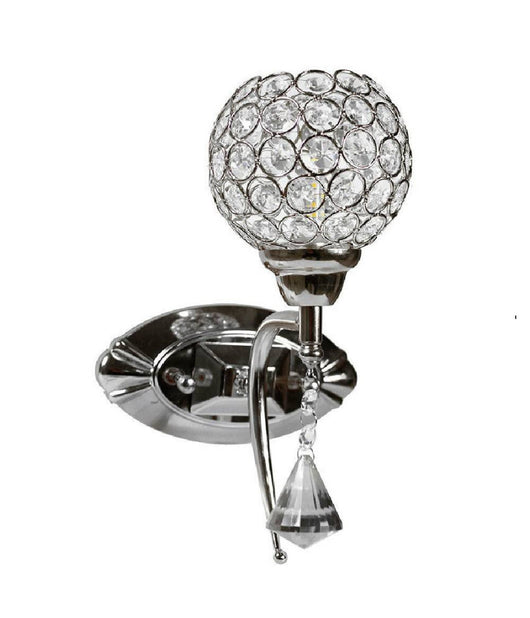 Applique Parete Moderno Paralume Con Cristalli Acrilico Pendente Attacco G9 E19  Argento       