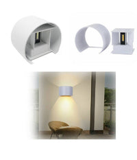 Applique Parete Muro 28 Led 12 Watt Ip55 Luce Fredda Calda Up & Down Es44 Bianco  -bianco Freddo      -