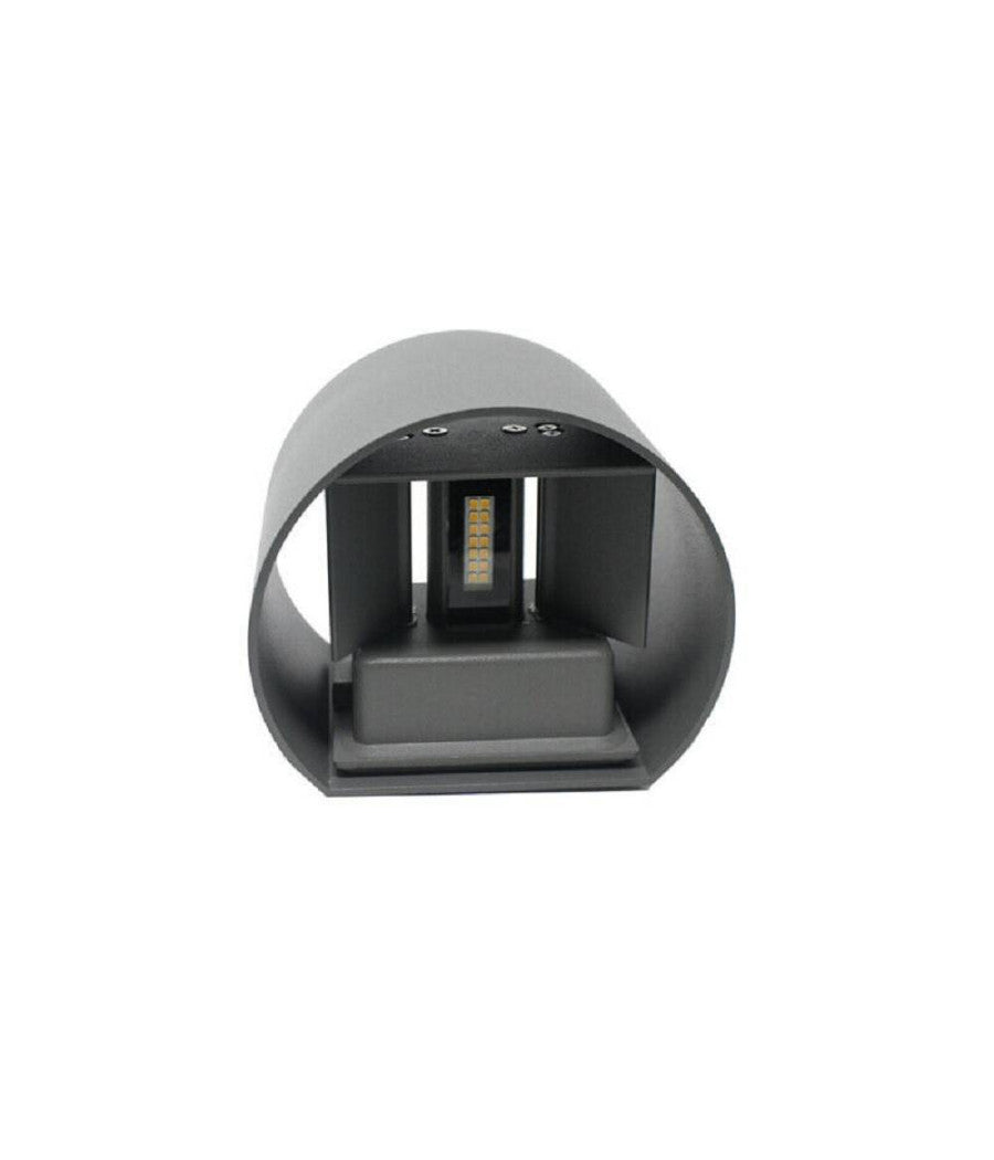 Applique Parete Muro Grigio 28 Led 12 Watt Ip55 Luce Fredda Calda Up & Down Es44  -bianco Freddo      -