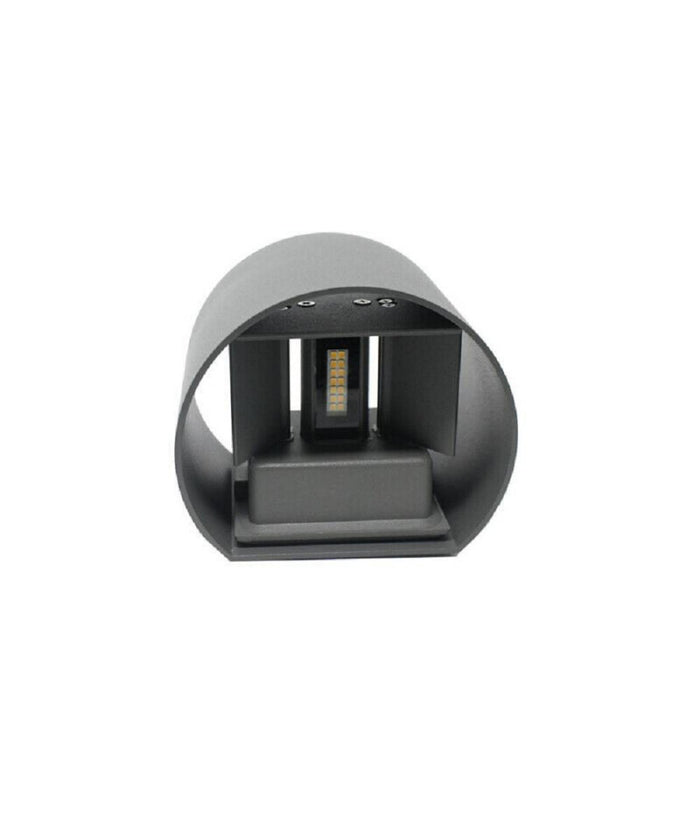 Applique Parete Muro Grigio 28 Led 12 Watt Ip55 Luce Fredda Calda Up & Down Es44  -bianco Caldo      -