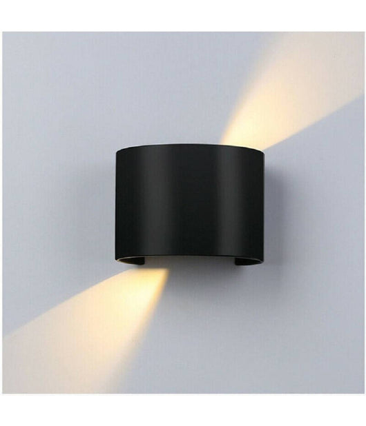 Applique Parete Nero 28led 12w Ip55 Luce Fredda 6500k Calda 3000k Up & Down Es44         