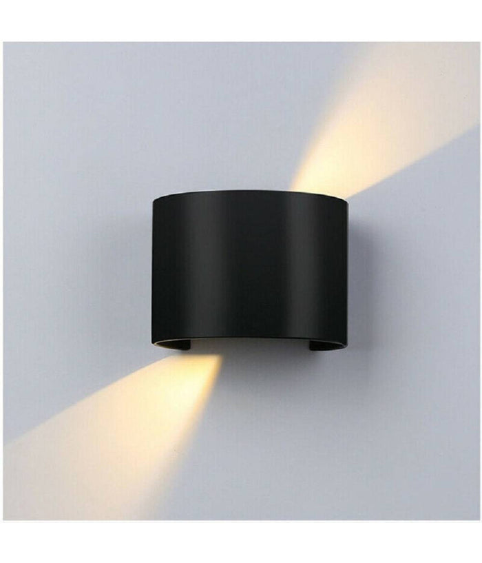 Applique Parete Nero 28led 12w Ip55 Luce Fredda 6500k Calda 3000k Up & Down Es44         
