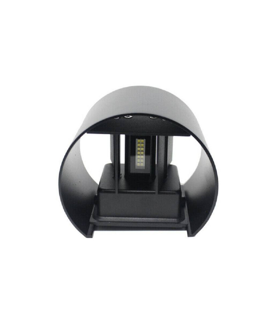 Applique Parete Nero 28led 12w Ip55 Luce Fredda 6500k Calda 3000k Up & Down Es44         