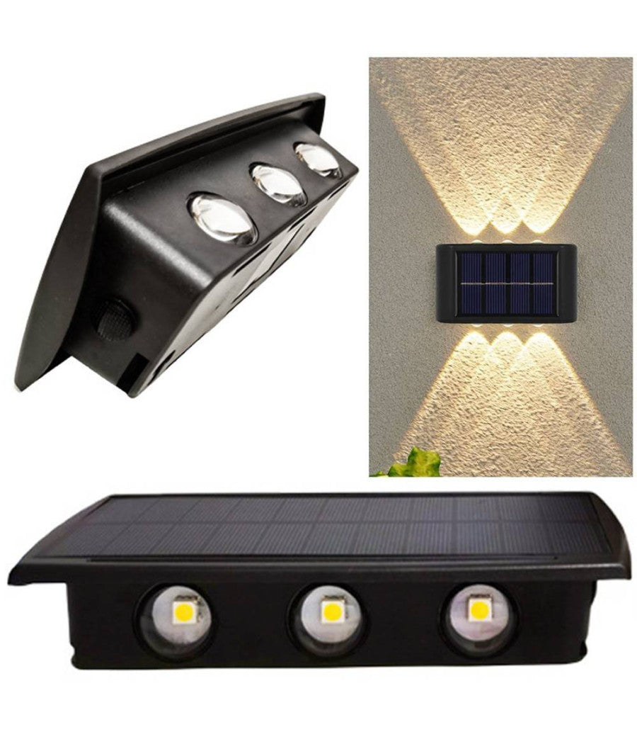 Applique Segnapasso Da Esterno A Parete Energia Solare Pannello Up And Down 6led         