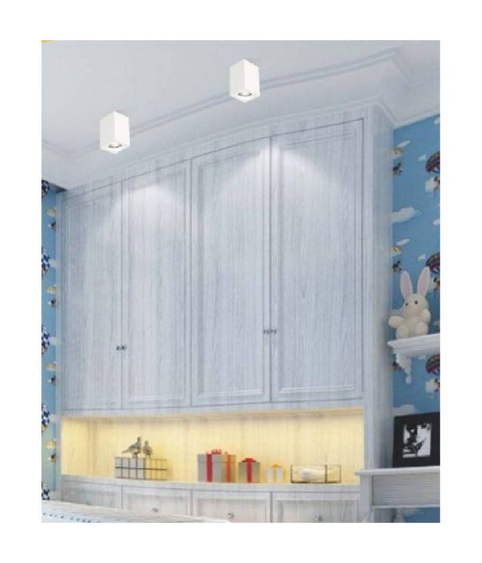 Applique Soffitto Portafaretto In Gesso A Cubo Verniciabile Attacco Gu10 Gs-c14         