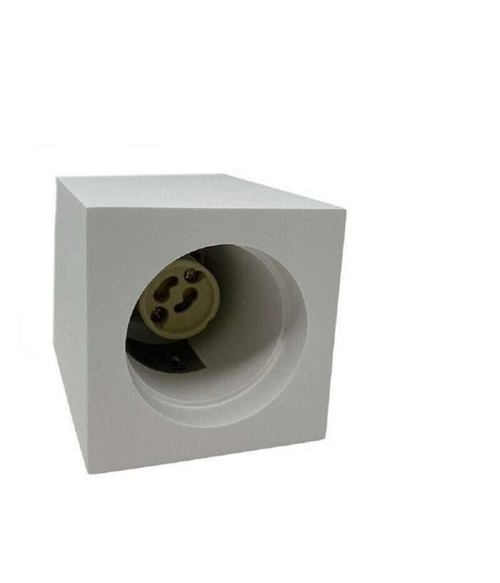 Applique Soffitto Portafaretto In Gesso A Cubo Verniciabile Attacco Gu10 Gs-c14         