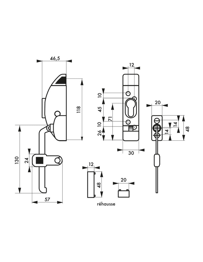 Fermafinestra, regolatore di apertura per finestra o persiana, senza cilindro, bianco - THIRARD