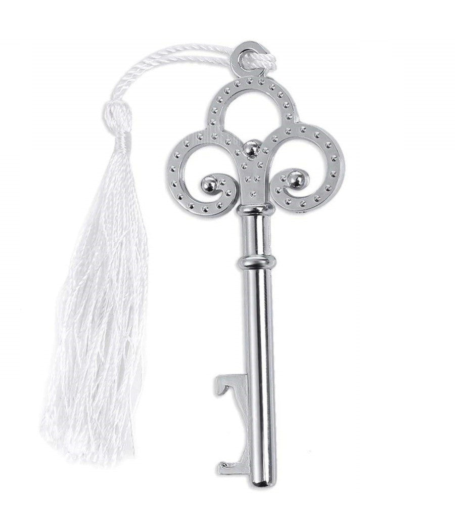 Apribottiglie Apri Bottiglia Chiave Nappa Bianca Segnaposto Posto Bomboniera         