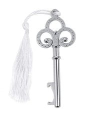 Apribottiglie Apri Bottiglia Chiave Nappa Bianca Segnaposto Posto Bomboniera         