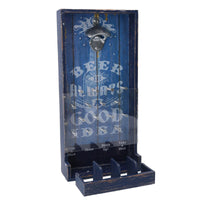 Apribottiglie legno blu rettangolare cm 19x38,5x7,5