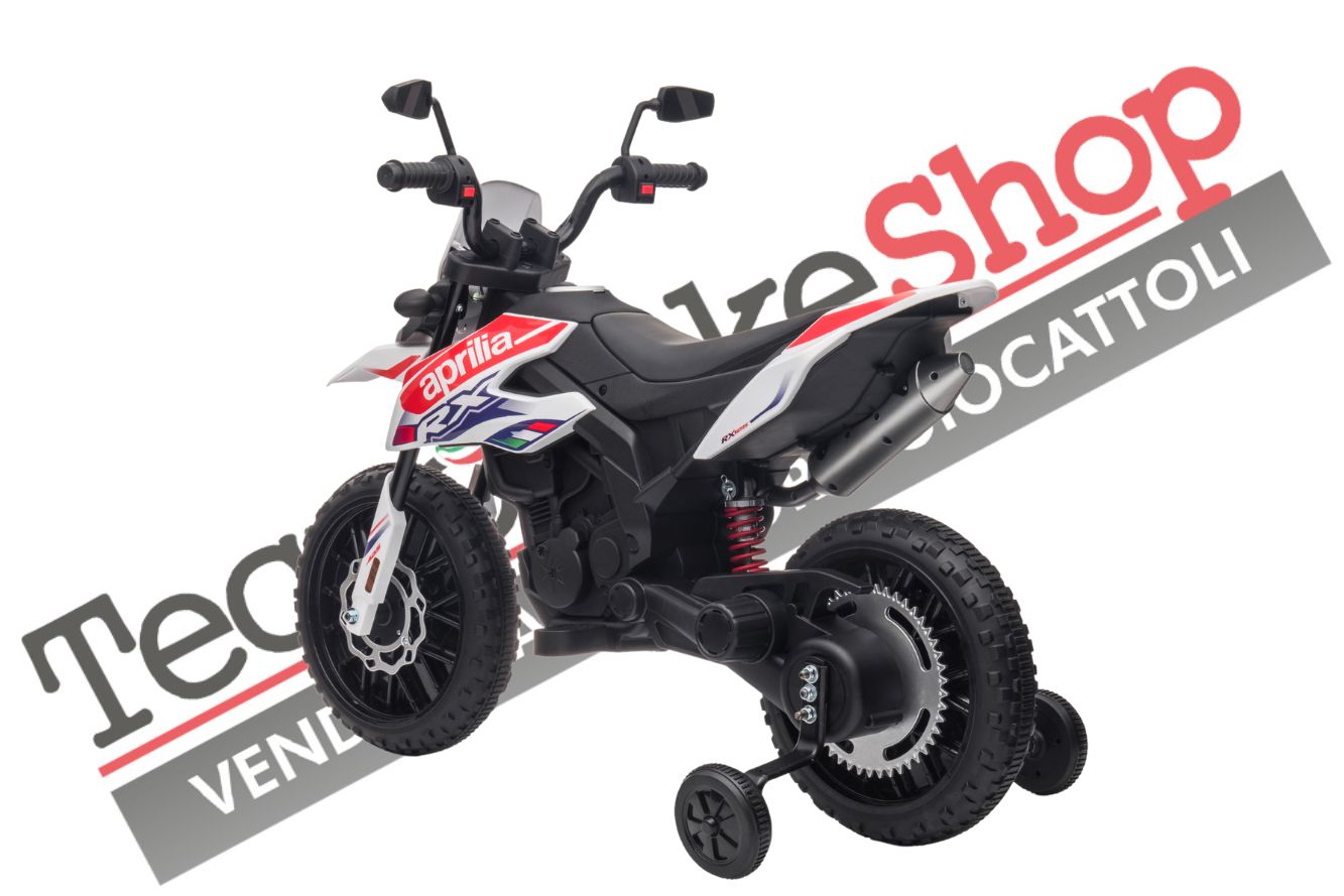 Moto Elettrica per Bambini Aprilia Racing RX125 12V Ruote in EVA-Bianco