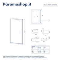 Porta doccia 80 cm apertura a battente vetro trasparente | Apulia