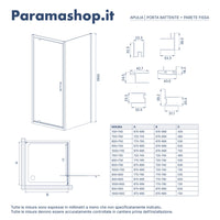 Box doccia 75x90 cm angolare apertura a battente vetro 6mm opaco | Apulia