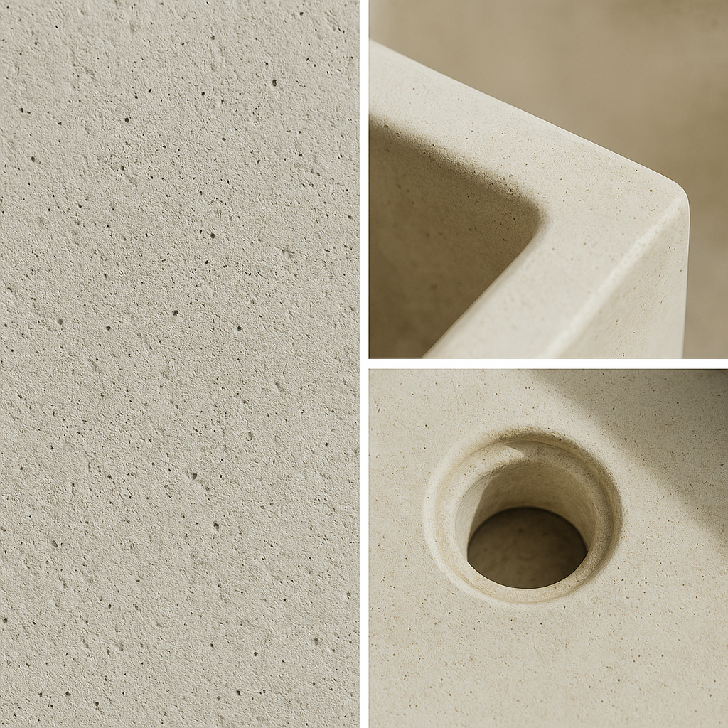 Pilozza lavabo rettangolare cemento calcestruzzo 45 x 35 x h.16 cm serie ostuni