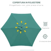 Ombrellone da Giardino 2.6x2.4 m con Testa Inclinabile, in Alluminio e Poliestere, Verde scuro e Nero
