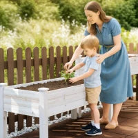 Fioriera da Esterno a 2 Livelli in Legno di Abete con Foro di Drenaggio, 115x114x76 cm