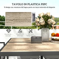Set Mobili da Giardino con Tavolo da Pranzo, 4 Sedie da Esterno e 4 Sgabelli Poggiapiedi, Grigio