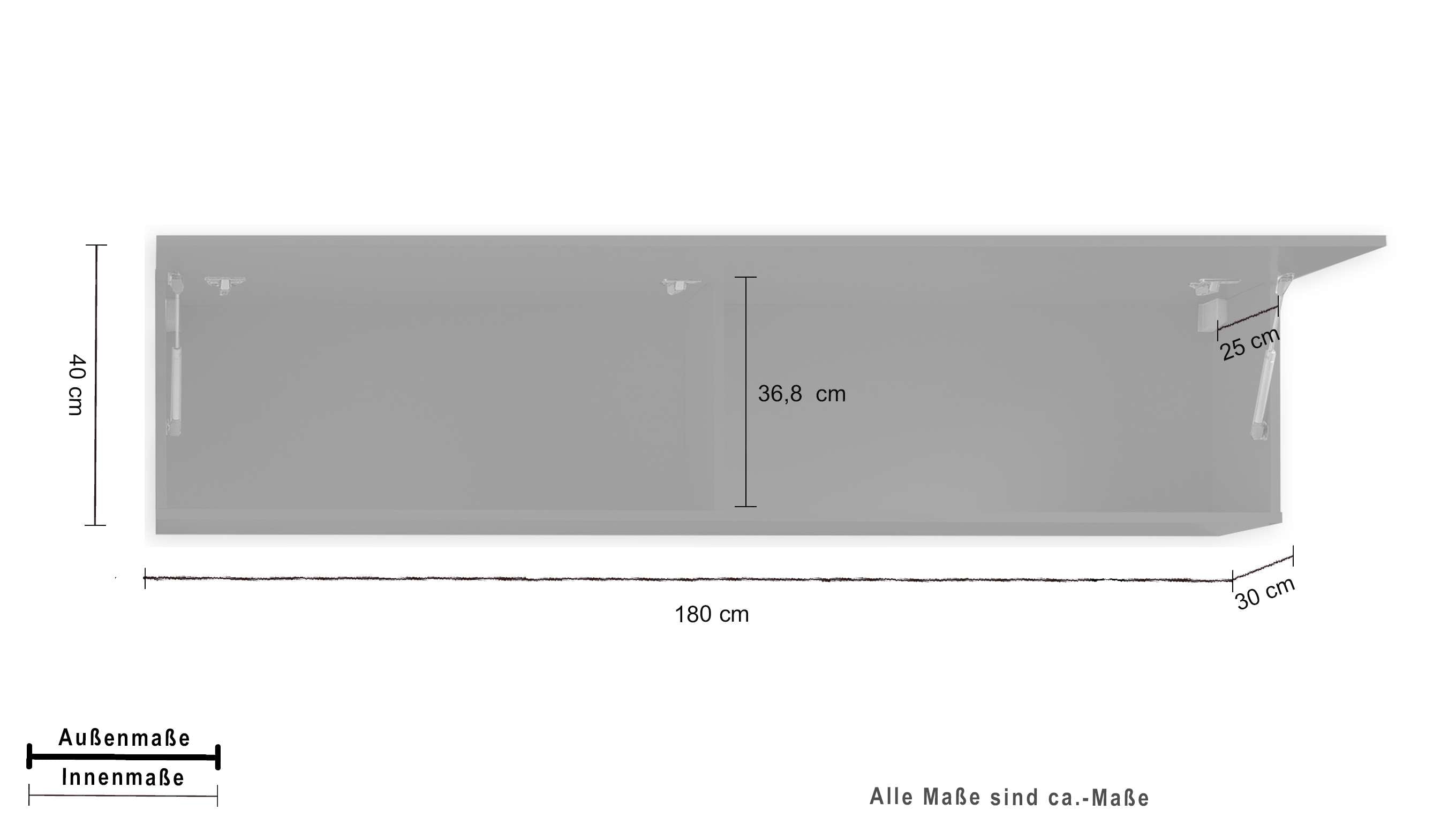 Mobile pensile MARUSKA L 180 x H 40 x P 30 cm grigio