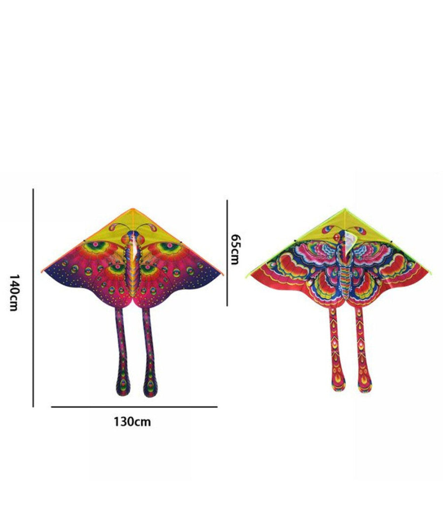 Aquilone Farfalla Gioco Esterno Spiaggia Facile Da Pilotare Vari Colori 140x130         