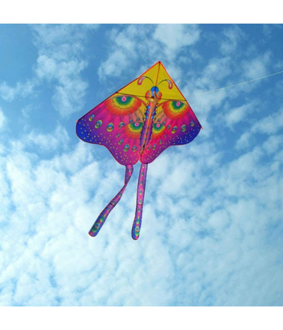 Aquilone Farfalla Gioco Esterno Spiaggia Facile Da Pilotare Vari Colori 140x130         