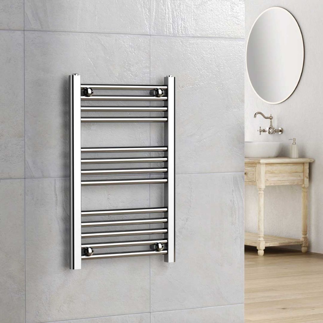 Termoarredo cromato bagno in acciaio calorifero termosifone scaldasalviette *** misure h680xl450xi400 14 tubi, pezzi 1