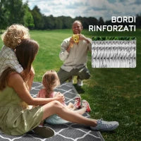 Tappeto per Esterno 182x274 cm Pieghevole e Reversibile, in Polipropilene Grigio e Bianco