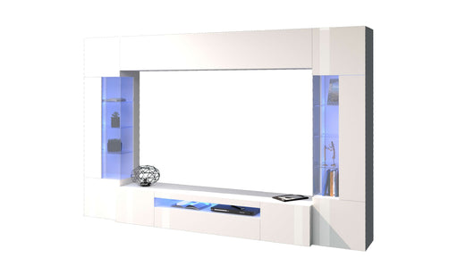 Parete attrezzata soggiorno bianca porta TV 2 vetrine pensile Sultan WH