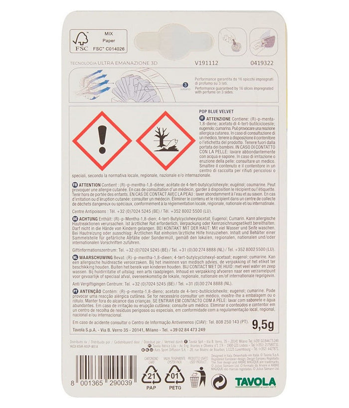 Arbre Magique Pop Profumatore Deodorante Auto Fragranza Profumazione Blue Velvet         