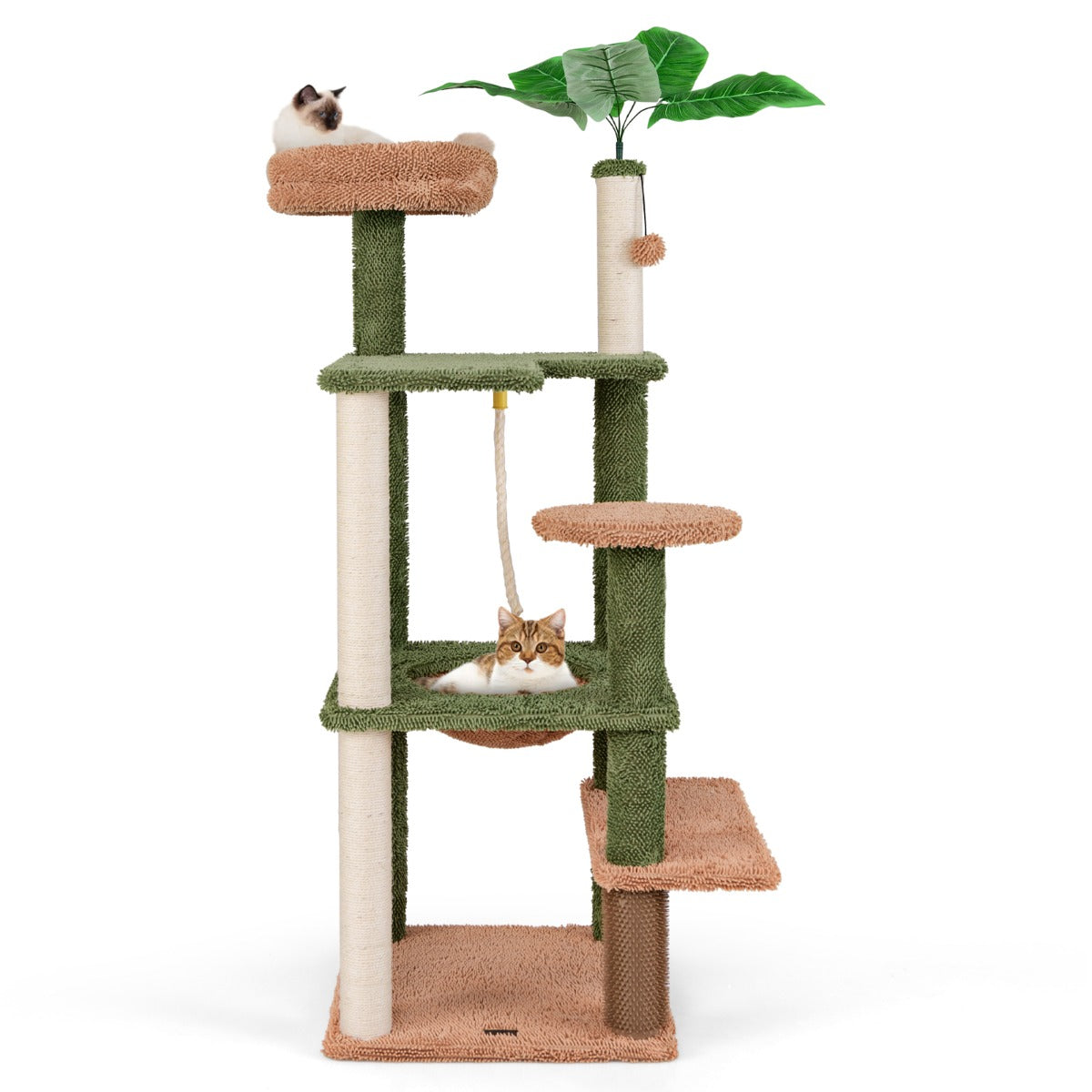 Tiragraffi multilivello 152 x 49 x 48 cm comfort e sicurezza atmosfera accogliente legno ingegnerizzato verde e marrone 20_0018312