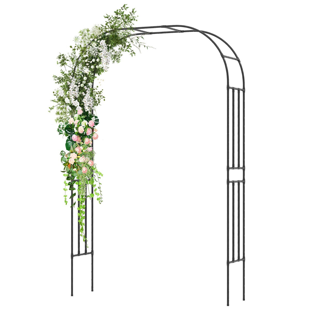 Arco da giardino con graticcio per piante rampicanti-Arco metallico da esterno 153 cm x 240 cm
